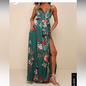 Emerald green satin dress never worn with tags size xs